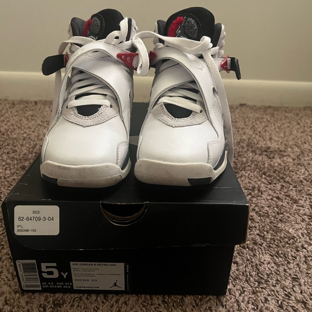Jordan Kids White and Red Sneakers